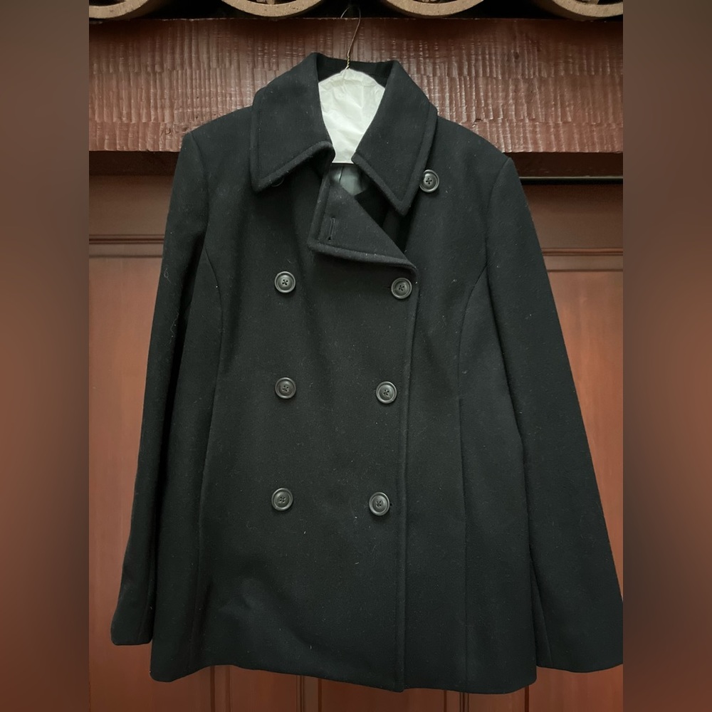 J. Crew black pea coat.